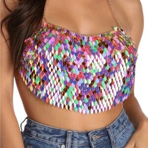 Windsor Vibrant Sequin Crop Top